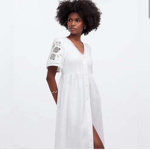 Madewell Dresses & Skirts - Madewell White Puff Sleeve V-Neck Sundress